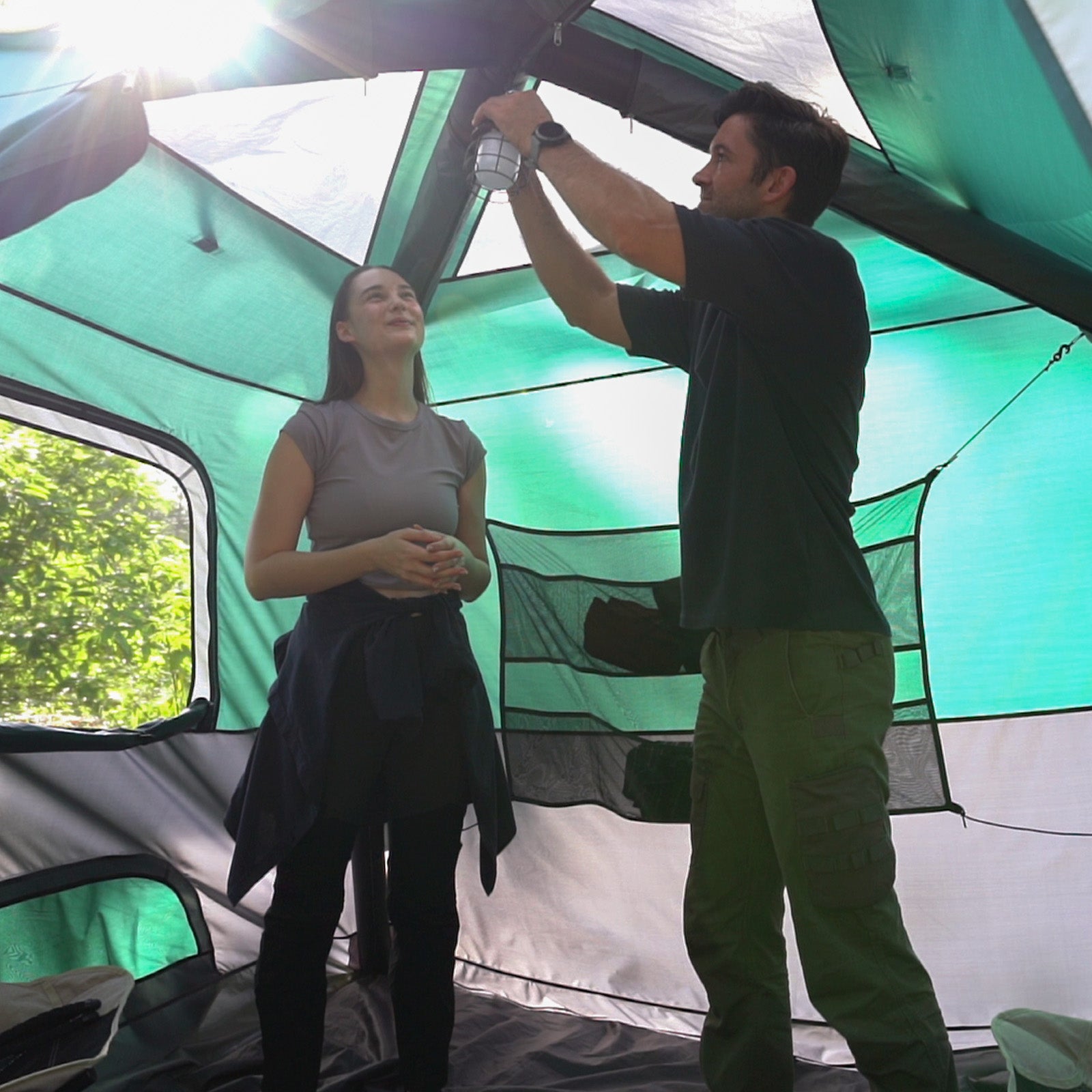 open air tent Extra Large-Sized 2 Step Cabin Tent + FREE Camping Tarp (Up To 10 Person)