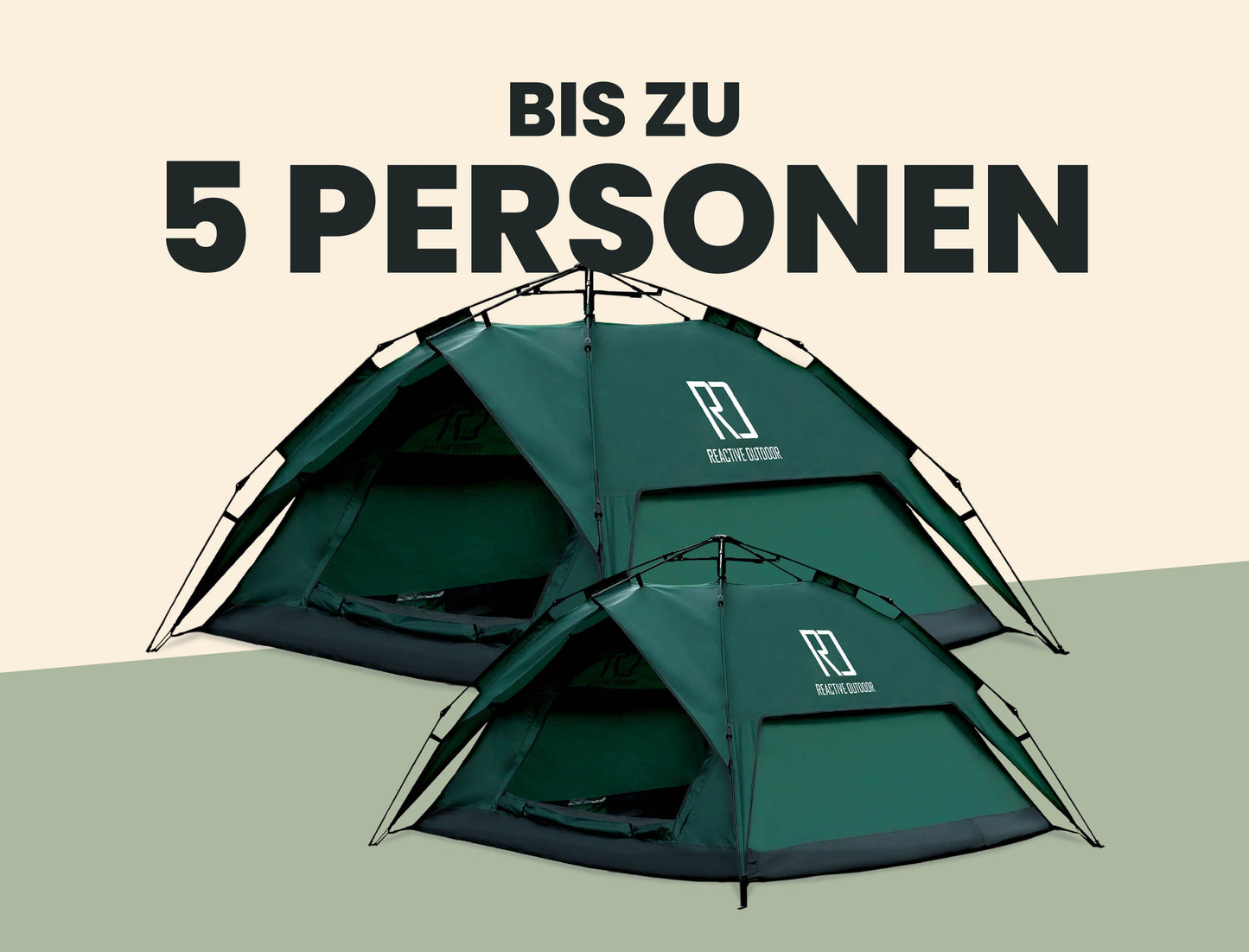 1 kleines + 1 großes 3-Sekunden-Zelt + 2 GRATIS Campingplanen (Bis zu 5 Personen, DE)