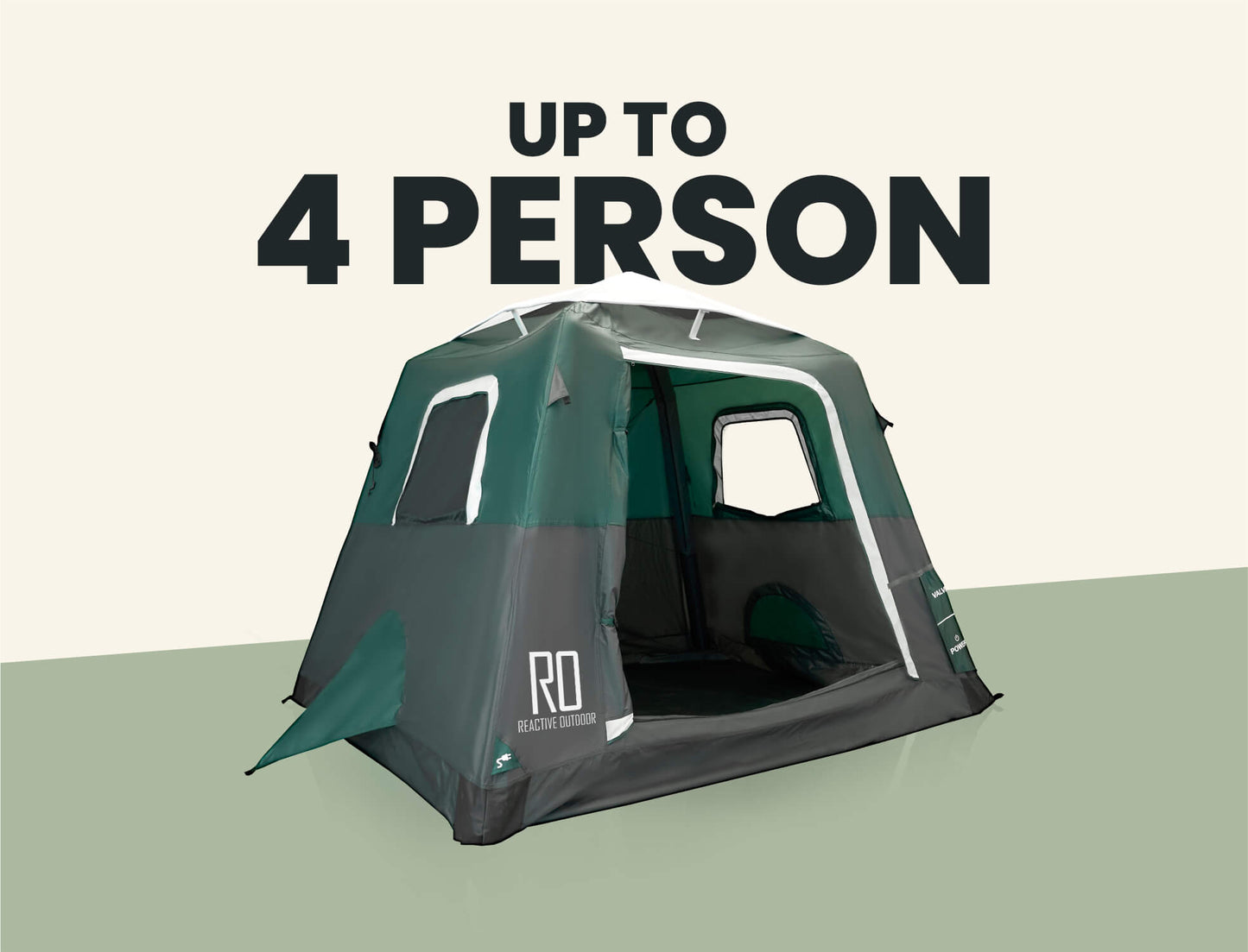 Small-Sized 2 Step Cabin Tent + FREE Camping Tarp (Up To 4 Person, EU).