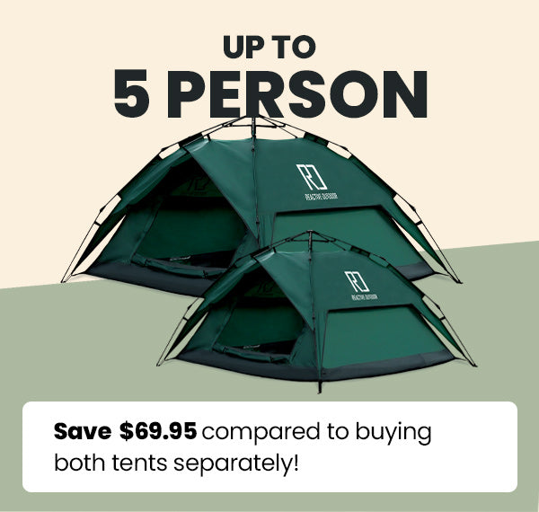 1 Small-Sized + 1 Large-Sized 3 Secs Tent + 2 FREE Camping Tarps (Up to 5 Person)